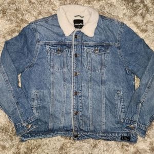RSQ Sherpa Lined Mens Denim Jacket Size Large